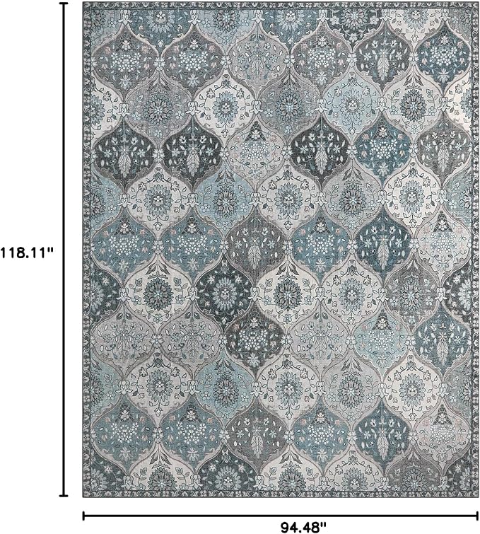 Lahome Moroccan 8x10 Area Rugs for Living Room, Washable Rugs 8x10 Ultra-Thin