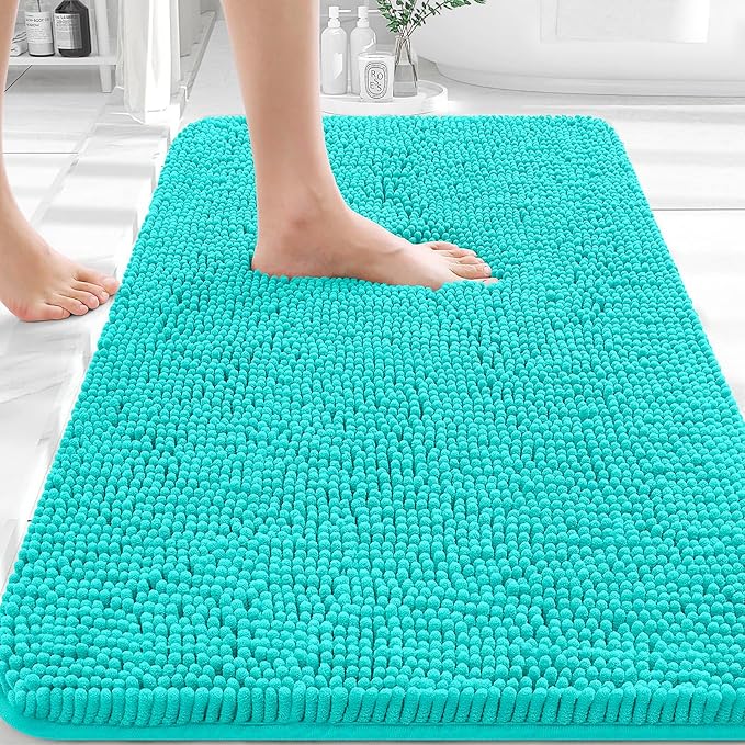 OLANLY Bathroom Rugs 36x24, Extra Soft Absorbent Chenille Bath Rugs, Rubber