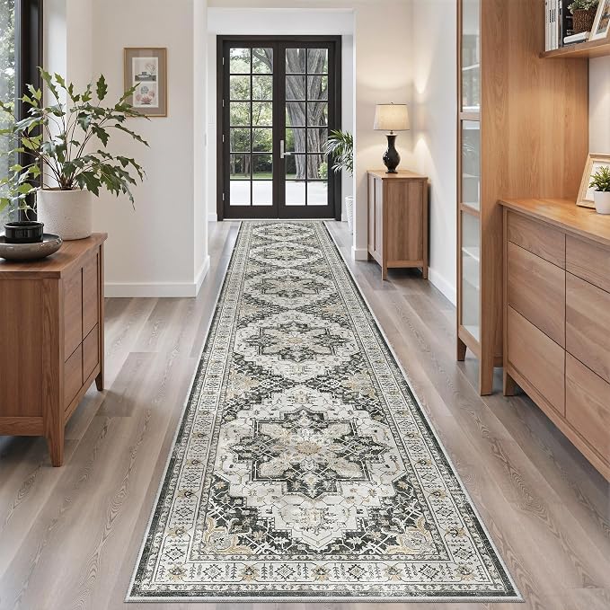 Madane Hallway Runner Rug 2'6''x14' Kitchen Runner, Non Slip Vintage Runners
