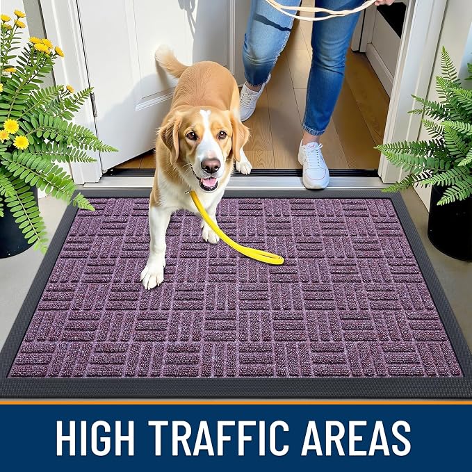 OLANLY Front Door Mat Outside Entrance 59x23, Heavy Duty Sturdy Natural Rubber