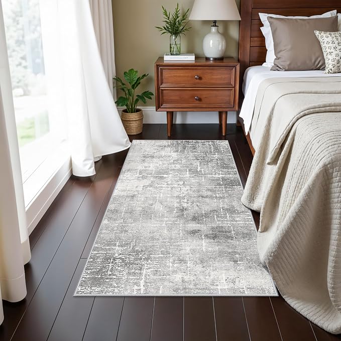 Washable 2x4 Entryway Area Rugs: Non-Slip Abstract Water Resistant Kitchen Rug