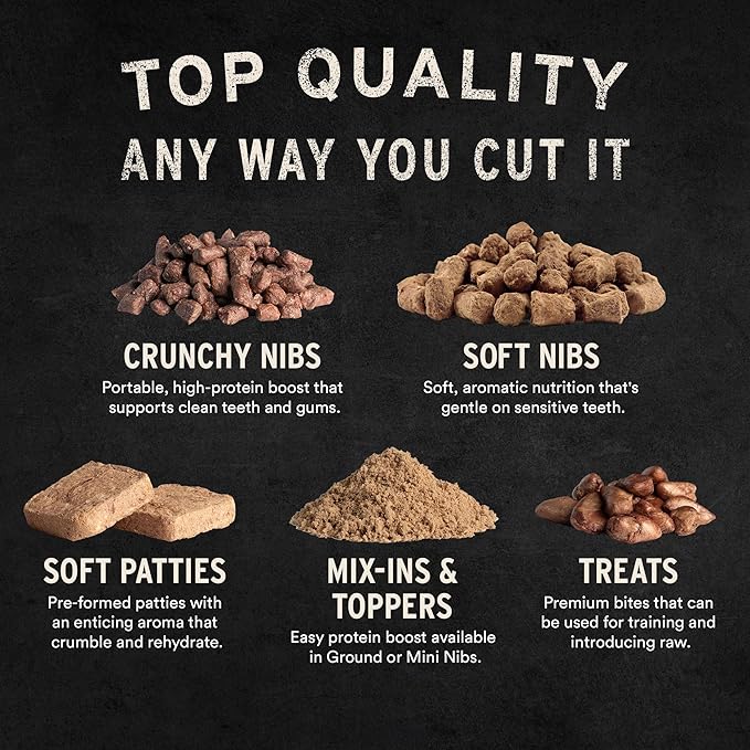 Vital Essentials Freeze-Dried Raw Lamb & Whitefish Meal or Mixer Dog Food Soft Nibs | 99% Lamb, Whitefish, Organs & Bone| 3 lbs Big Bag