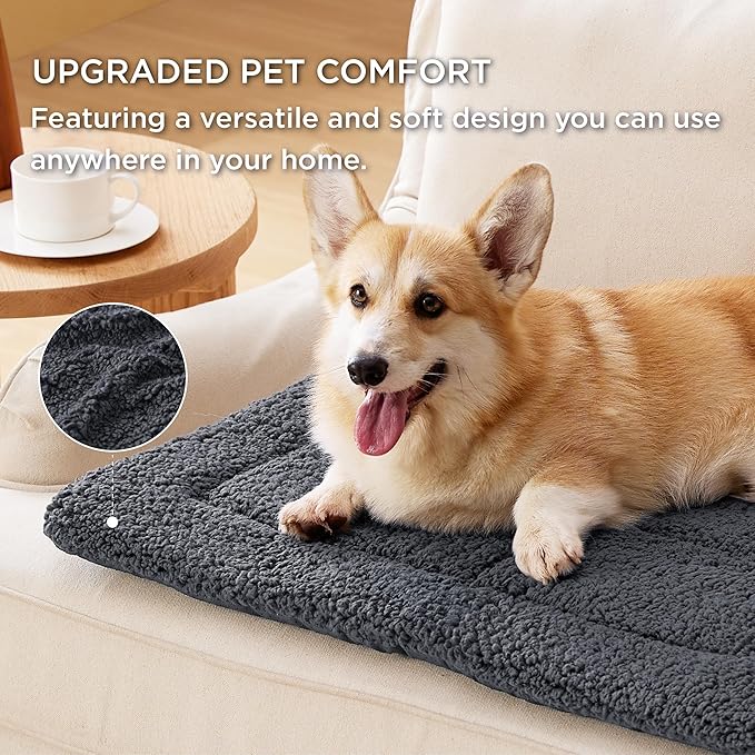 Bedsure Washable Dog Crate Bed for Medium Dogs, Soft Foam Floor Pet Mat, Versatile Lightweight Pet Crate Pad for Kennel