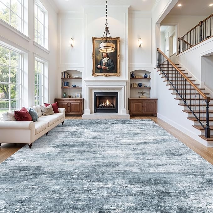 Extra Large Living Room Rug 12x18ft Washable Modern Abstract Neutral Oversize