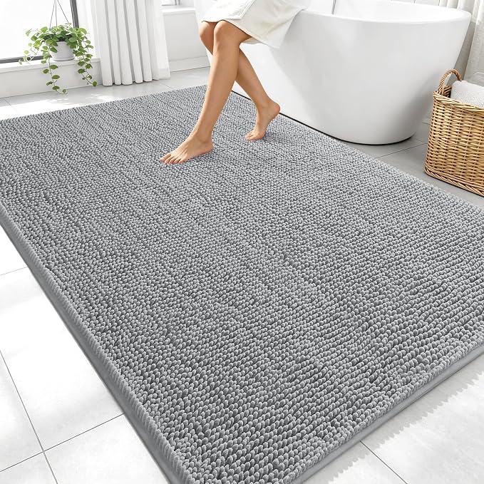 OLANLY Large Bathroom Rugs 70x46, Extra Soft Absorbent Chenille Bath Rugs