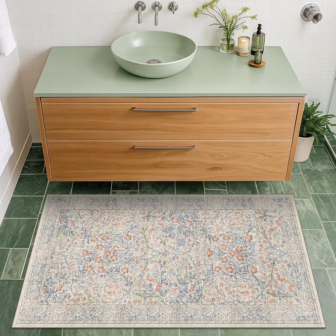 Washable Bathroom Rug 2x4 Non Slip