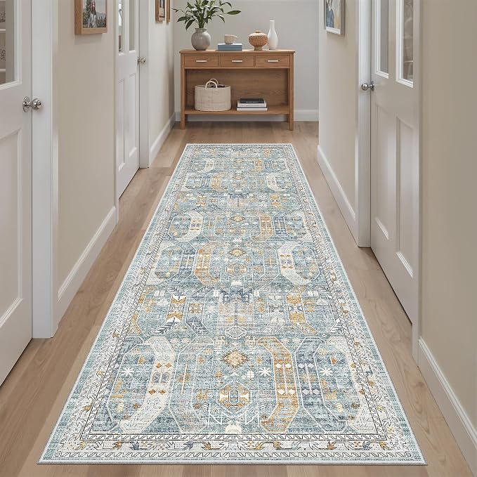 Madane Runner Rug 2'6''x8' Kitchen Runner, Hallway Runner Printed Vintage