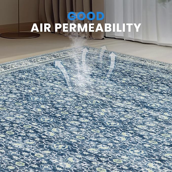 Washable Rugs 8x10 Area Rugs for Living Room, Dining Room- Soft Low Pile Stain