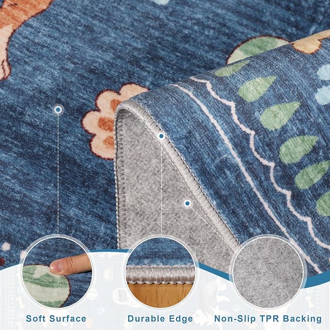 DUKINO 3x5 Area Rug, Lightweight Washable Entryway Rug