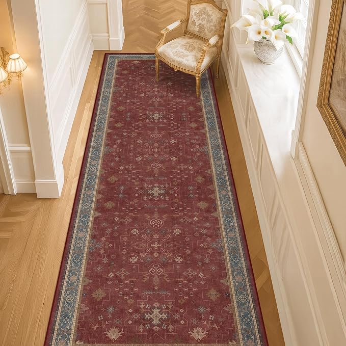 Red 2x8 Long Hallway Runner Rug