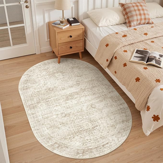Oval Rugs 3x5 for Entryway, Washable Modern Non-Slip Area Rug for Kitchen