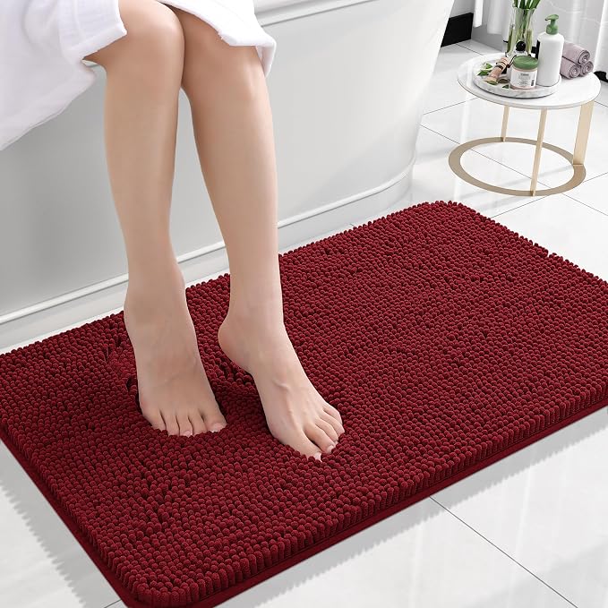 OLANLY Small Bathroom Rugs 24x16, Extra Soft Absorbent Chenille Bath Rugs