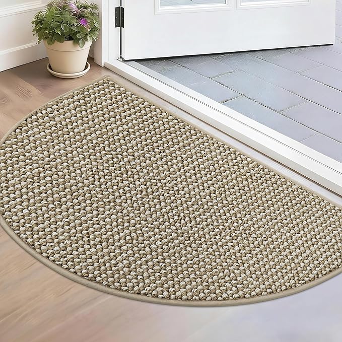 BEQHAUSE Dirt Trapper Door Mat 17" x 30" Half Circle Non-Slip Washable Doormats