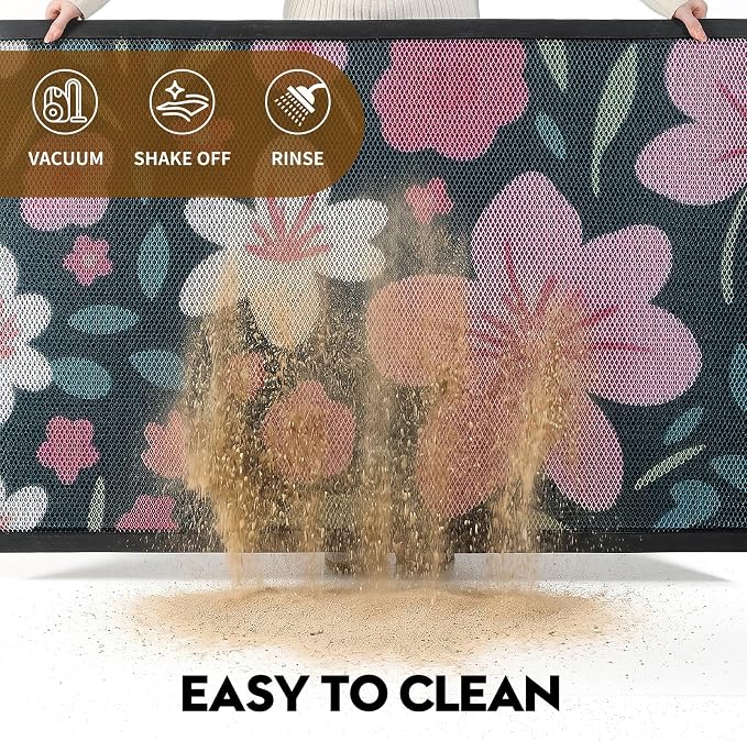 Front Door Mat, Heavy Duty Non-Slip Rubber Dirt Trapper, Quick-Dry Low-Profile