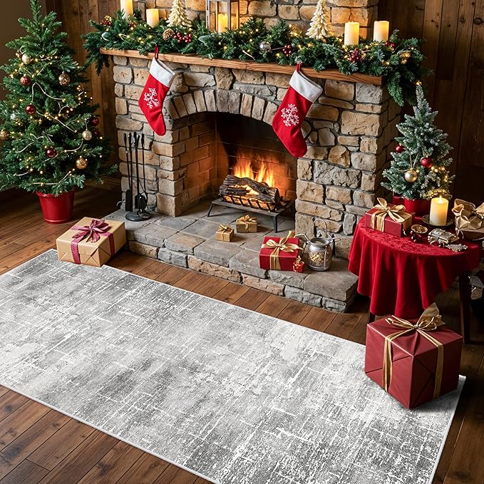 Washable Abstract 2x6 Kitchen Rug: Non-Slip Sink Stove Floor Mat
