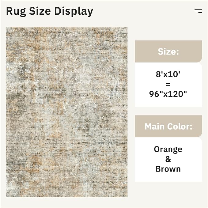 Soalmost Abstract Rug 8x10 Large Living Room Rugs Neutral Modern Washable Area