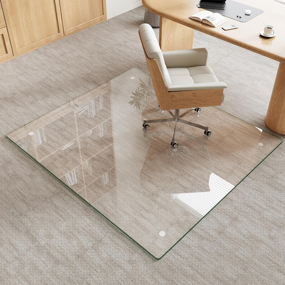 42" x 48" Tempered Glass Chair Mat for Carpet & Hard Floors