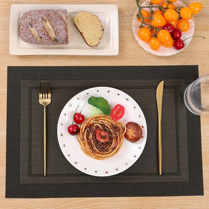 SHACOS Woven Vinyl Placemats Set of 4 Wipe Clean Place Mats
