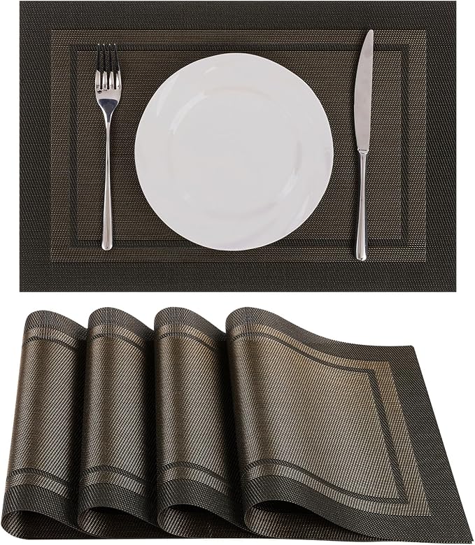 SHACOS Woven Vinyl Placemats Set of 4 Wipe Clean Place Mats