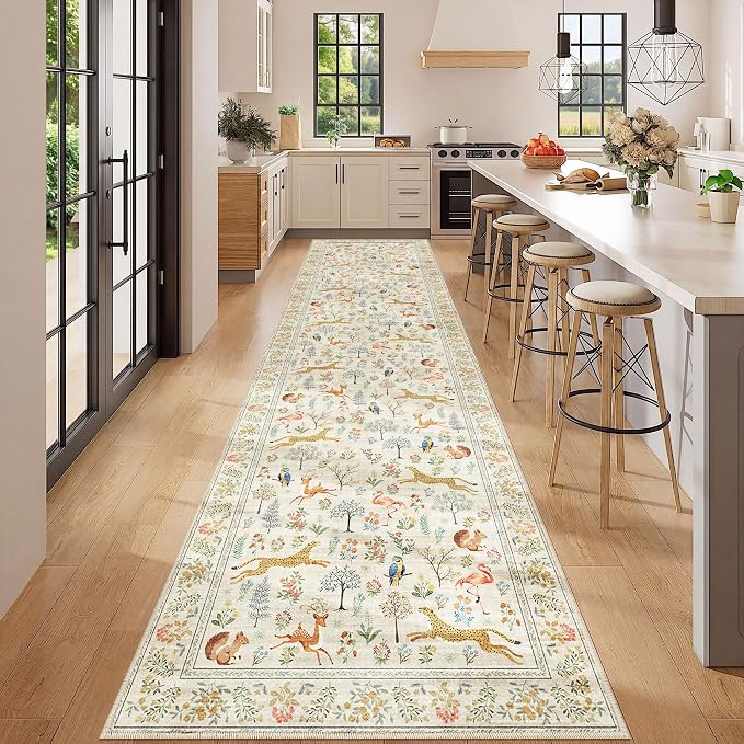 DUKINO 3x12 Runner Rug, Non Slip Animal Print Runner Rug