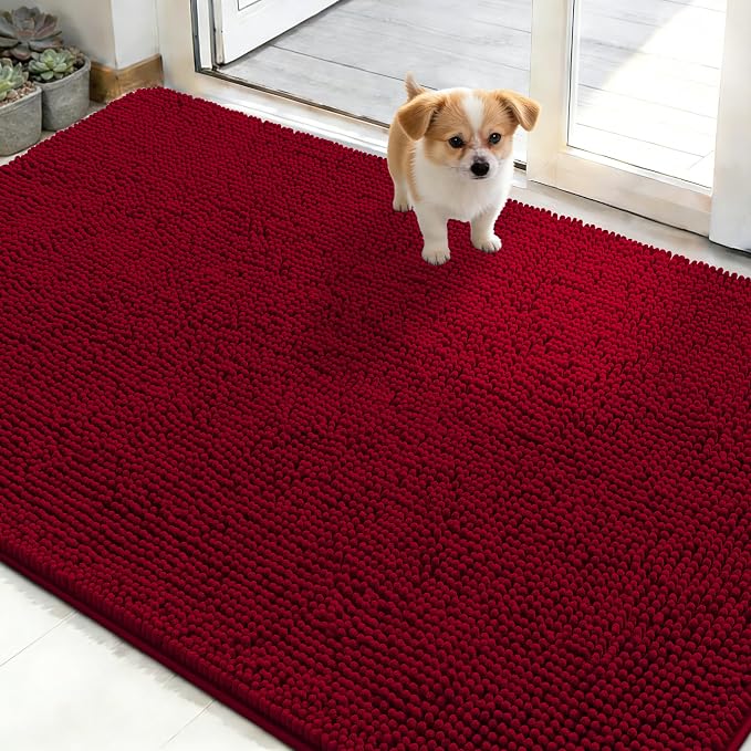 OLANLY Dog Door Mat for Muddy Paws 50x30, Absorbs Moisture and Dirt, Absorbent
