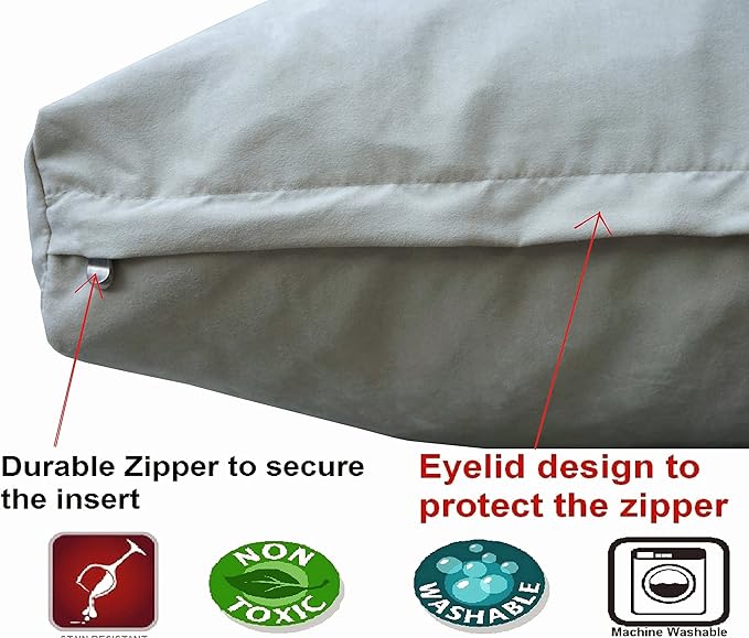 Dogbed4less XL Memory Foam Dog Bed for Medium Large Dogs with Orthopedic Comfort, Waterproof Liner and Khaki Washable Pet Bed Cover 47X29 Pillow