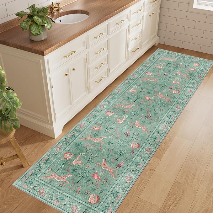 DUKINO 2.6x8 Rug for Hallway, Washable Kitchen Runner Rug