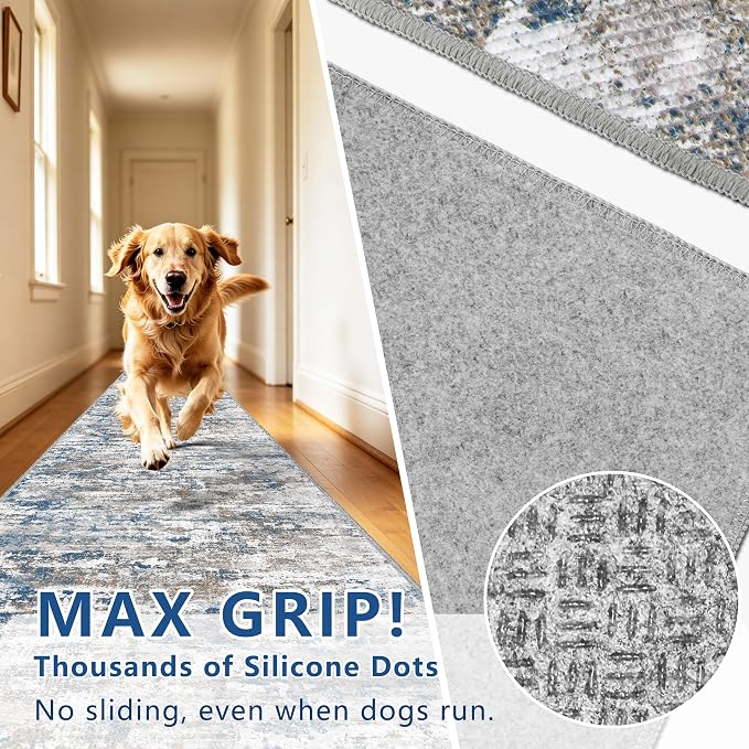 Washable Carpet Runners for Hallway 12ft-Non Slip Floor Runners for Dogs