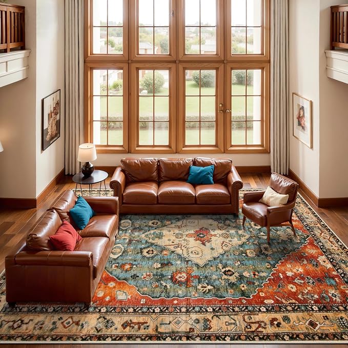 SERISSA 10x14 Area Rugs for Living Room, Large Washable Non-Slip Boho Rug