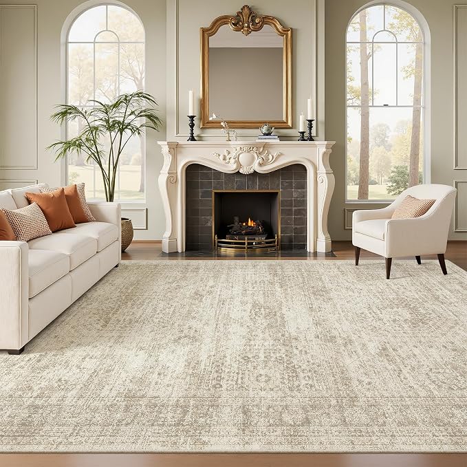 Soalmost 7x10 Area Rug for Living Room Washable Abstract Vintage Soft Thin