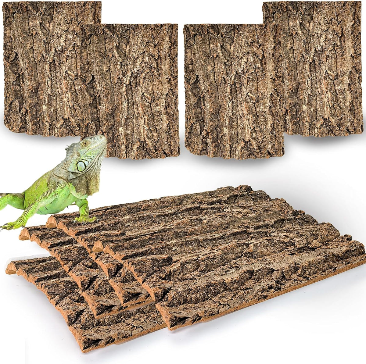 Cork Terrarium Background 11.8x7.9in 8PCS Natural Reptile Cork Bark Flats Terrarium Board Bearded Dragon Climbing Wall Mat Tank Accessories Decor for Lizard Chamelon Snake Turtle Spider Crested Gecko
