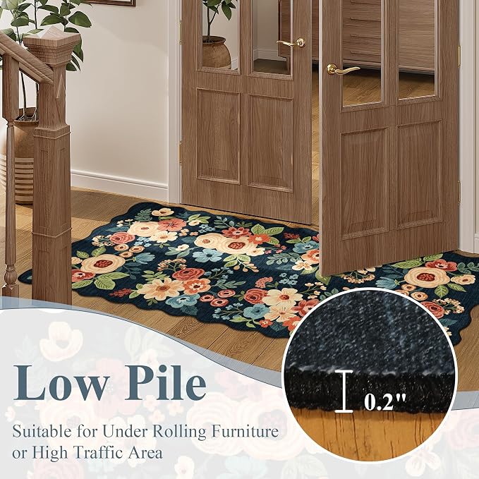DUKINO 6x9 Area Rug, Floral Washable Rugs