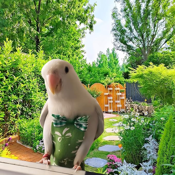 5 Pcs Bird Diapers Bird Harness Flight Suits Diapers Reusable Parrot Nappy with Waterproof Inner Layer Washable Cute Urine Wet Suit Costume for Cockatiel Conure Budgie Macaw Parakeet,L