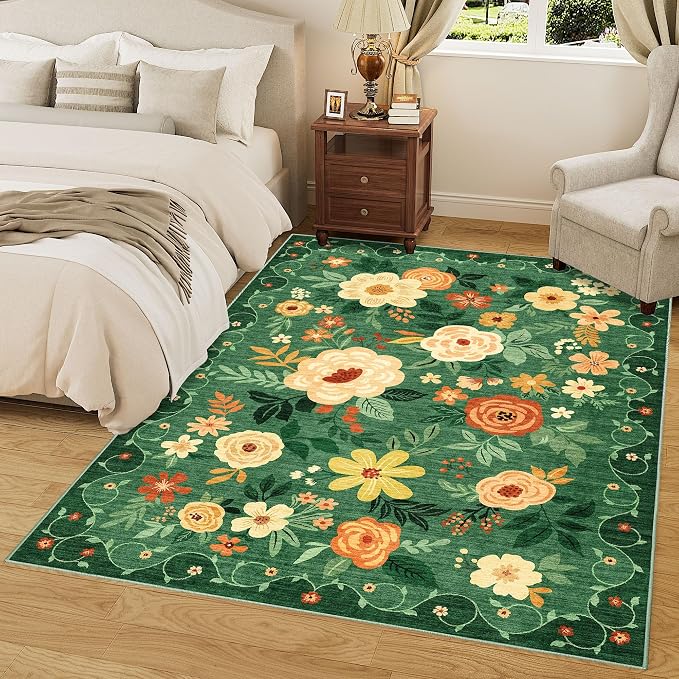 DUKINO 8x10 Area Rug, Floral Rugs