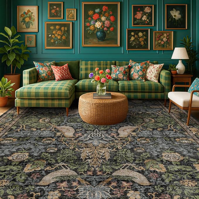Vintage Green Rug for Extra Large Bedroom
