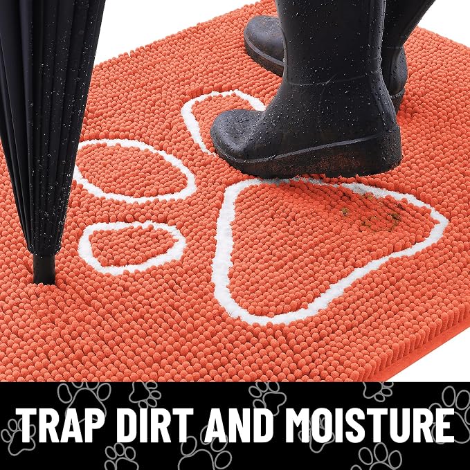 Smiry Dog Door Mat for Muddy Paws, Absorbent Dirt Trapper Non Slip Quick Dry