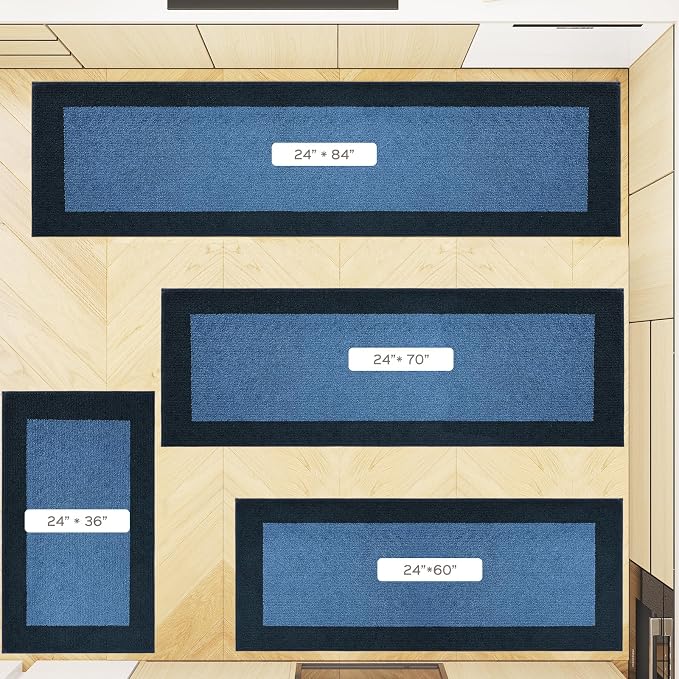 Machine Washable Kitchen Rug 24" x 70", Non Slip Kitchen Mat