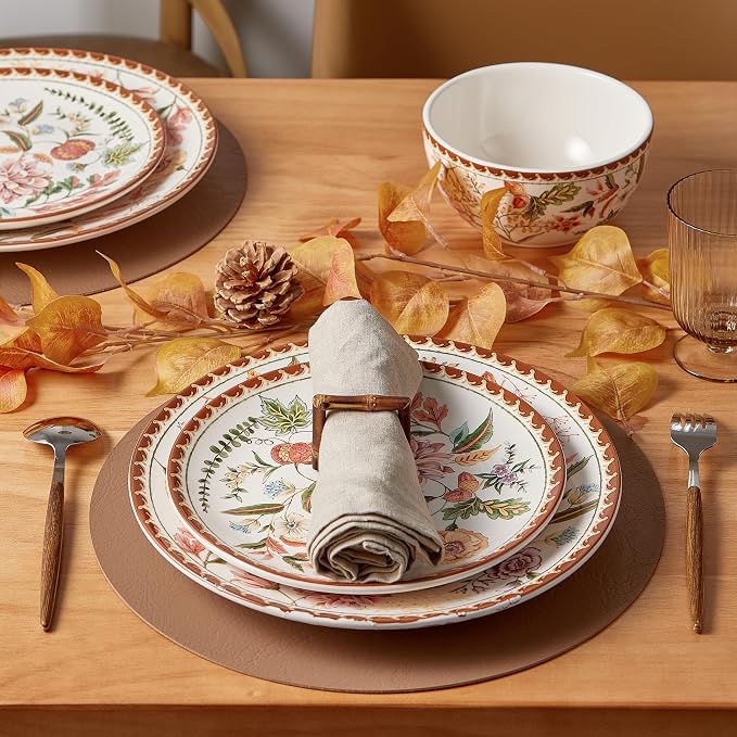 Bico Blooming Moment Salad Plates Set of 4, 8.75 Inch Ceramic Dessert Plates