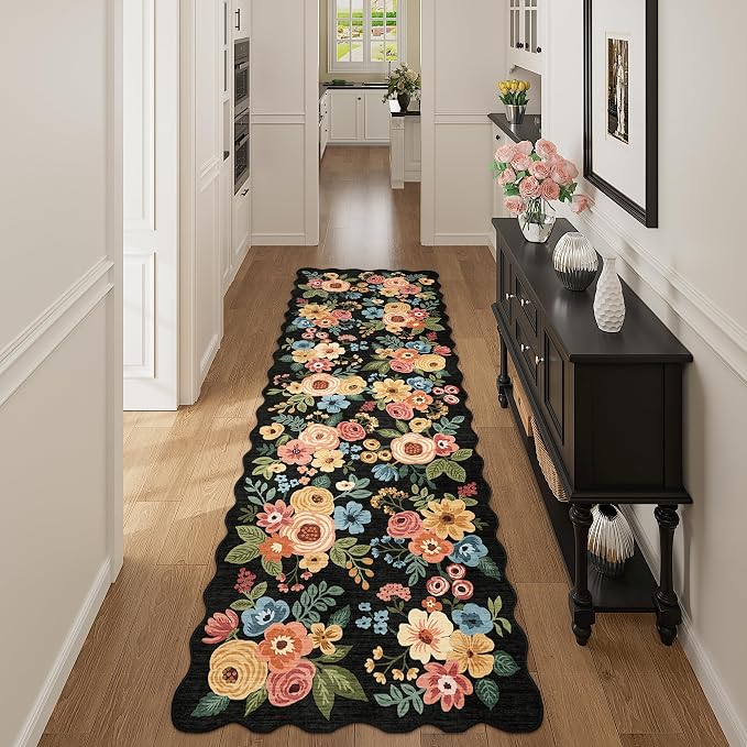 DUKINO 2.6x8 Runner Rug for Hallway, Washable Kitchen Rug