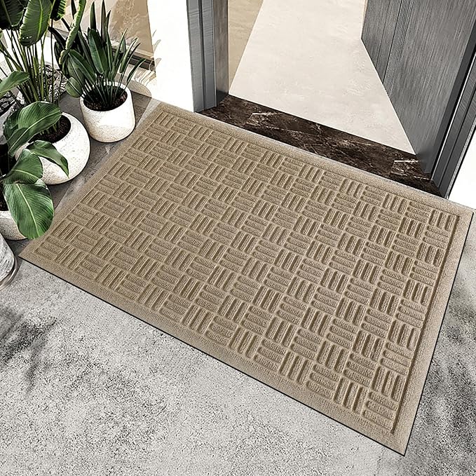 Mibao Front Door Mat Indoor Outdoor Entrance, Dirt Trapping Waterproof