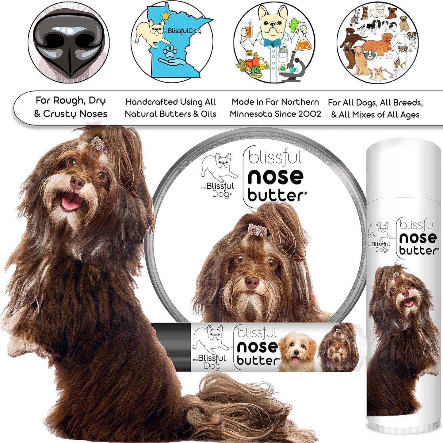 The Blissful Dog Havanese Unscented Nose Butter - Dog Nose Butter, 1 Ounce