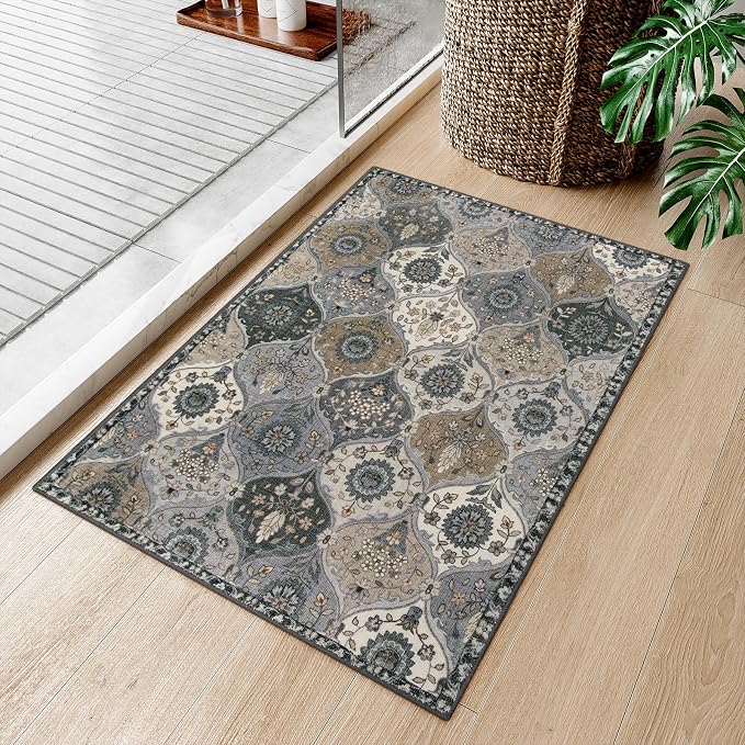 Lahome Moroccan Trellis Area Rug, 2x3 Entryway Rug Non-Slip Washable Indoor