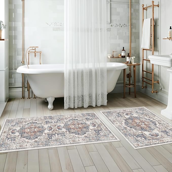 2-Piece Kitchen Runner Rug Set: Washable Non-Slip Floor Mats