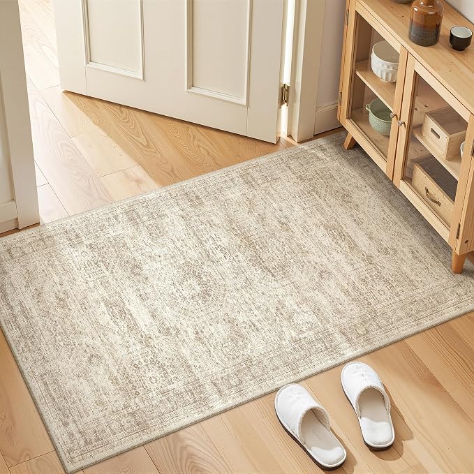 2x4 Washable Rug Runner for Bathroom, Soft Entryway Rug for Laundry Room