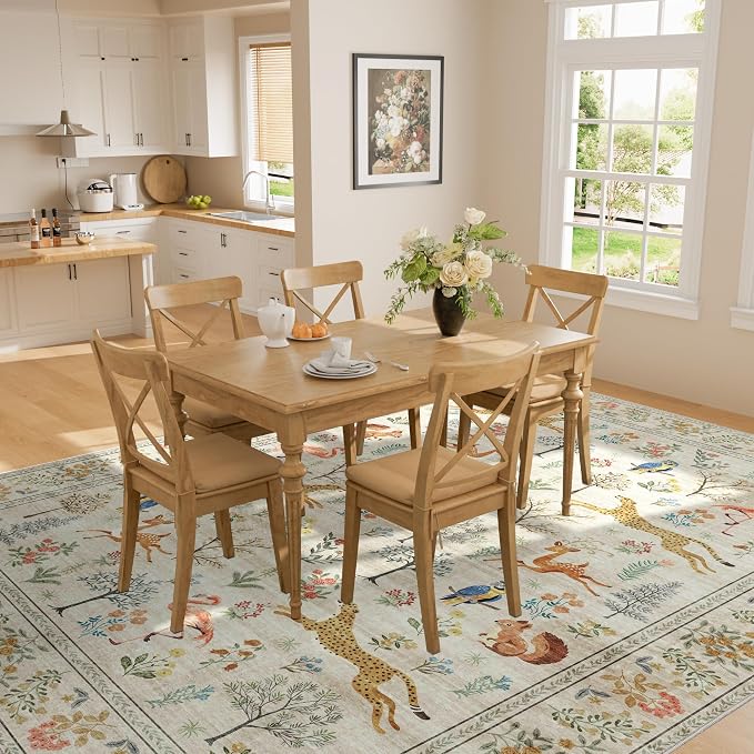 DUKINO 8x10 Rug, Washable Animal Living Room Rug