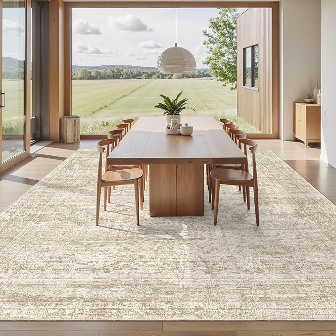 Soalmost Area Rug 10x12 Vintage Washable Living Room Large Carpet Non Slip