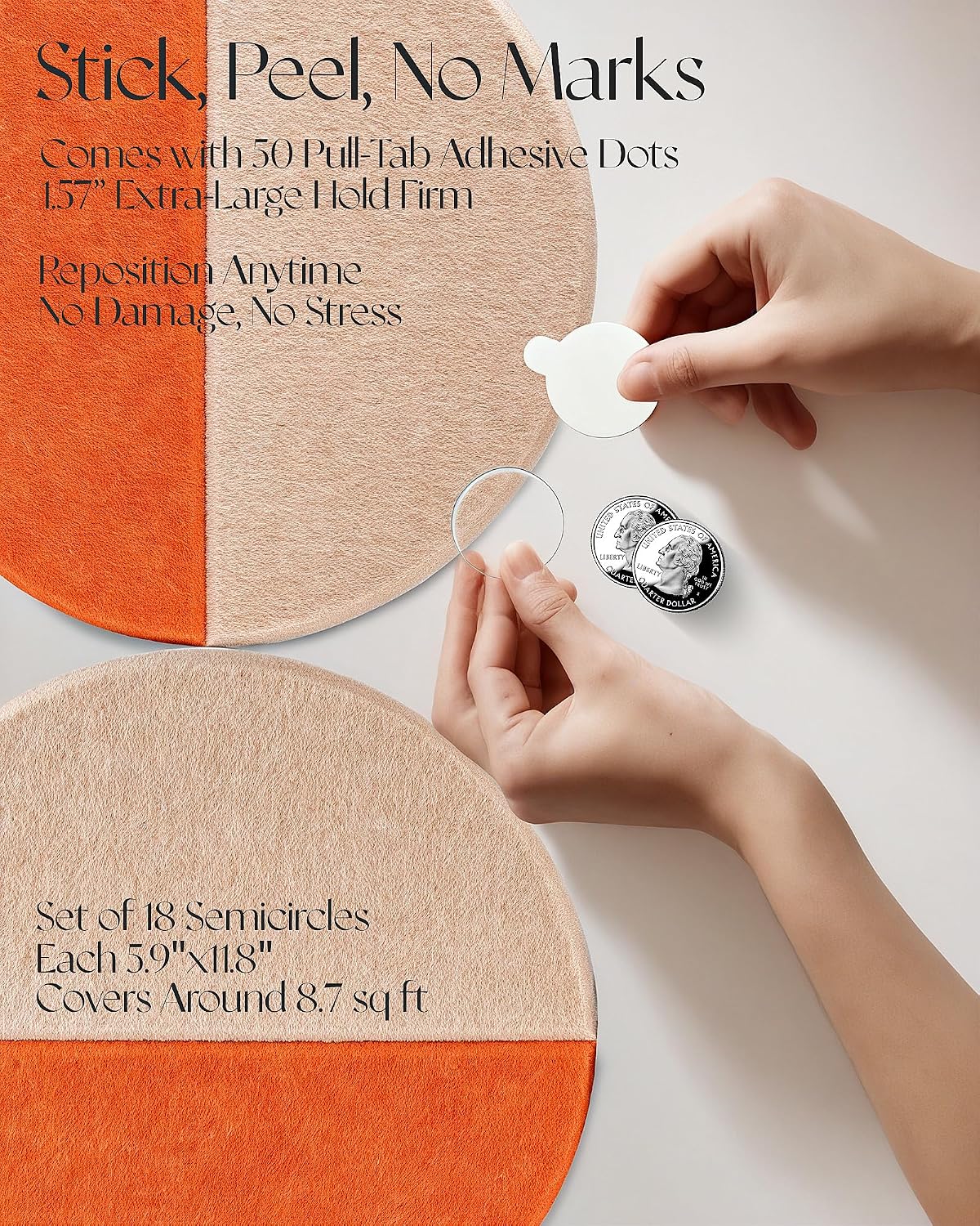 Semi-Circular Felt Wall Tiles for Bulletin Boards, Dusk