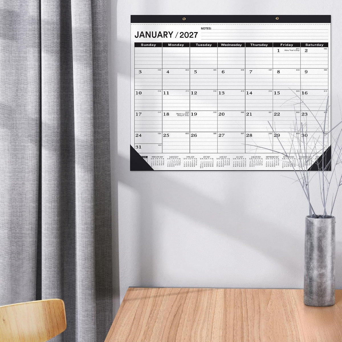 Desk Calendar 2026-2027 -3 PACK-July 2026 to December 2027-Desk Calendar 2026-2027 Large 22 x17,2027 Calendar,Classic Black,Large Calendar 2026-2027 with Plastic Cover.