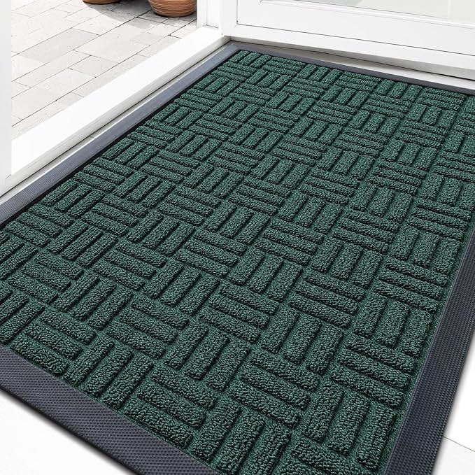 OLANLY Front Door Mat Outside Entrance 33x21, Heavy Duty Sturdy Natural Rubber