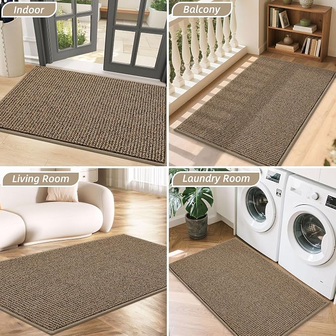 BEQHAUSE Dirt Trapper Door Mat 17" x 30", Non-Slip Doormats Washable Entryway